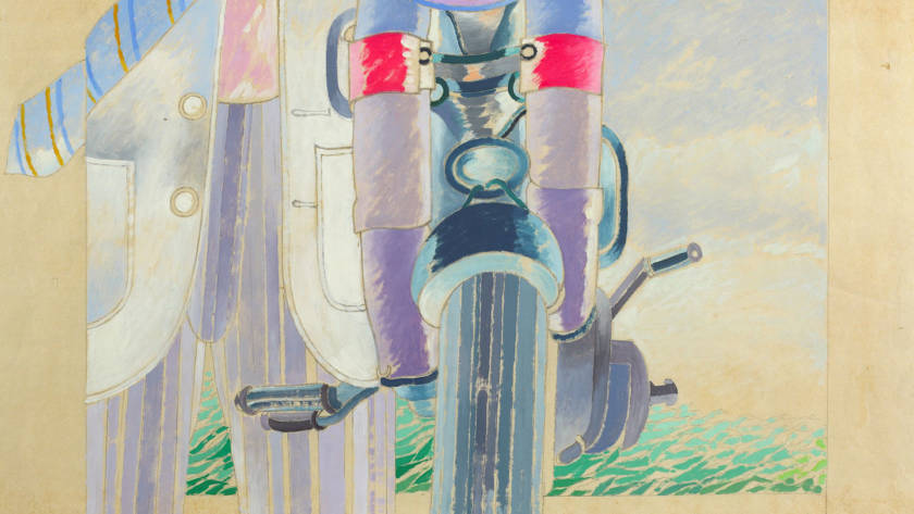 Umberto Buscioni, Con la moto, 1967. Collezione Fondazione Caript